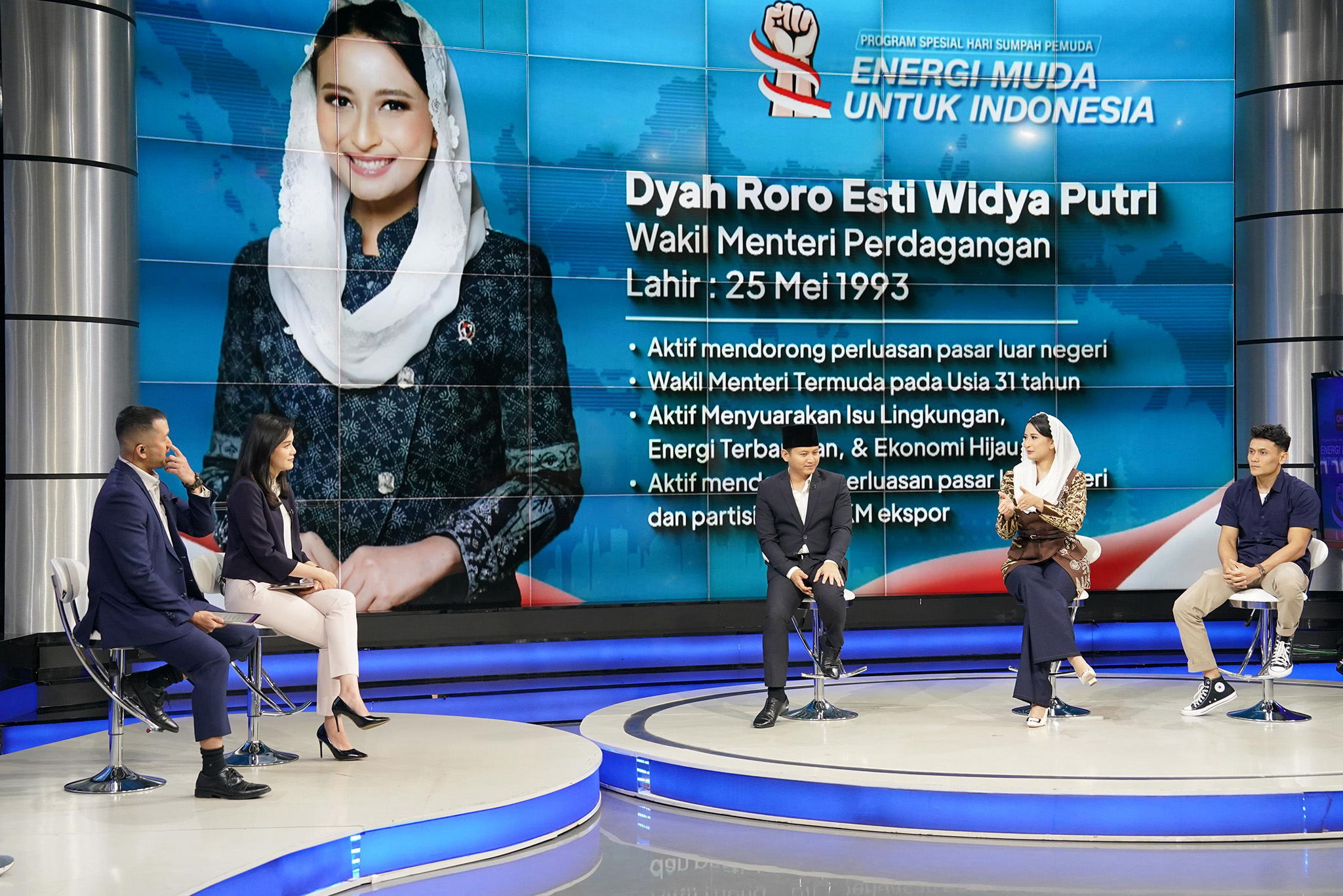 Pada acara yang mengusung tema “Energi Muda Untuk Indonesia” ini Wamendag juga memaparkan tiga program utama Kementerian Perdagangan, yaitu Pengamanan Pasar Dalam Negeri; Perluasan Pasar Ekspor; serta UMKM Berani Inovasi Siap Adaptasi Ekspor (UMKM BISA Ekspor) melalui pemberdayaan usaha mikro, kecil, dan menengah (UMKM). Hal itu sejalan dengan visi dan misi Presiden RI Prabowo Subianto untuk mewujudkan ekonomi berkualitas dan berkelanjutan melalui sektor perdagangan dalam negeri dan luar negeri.