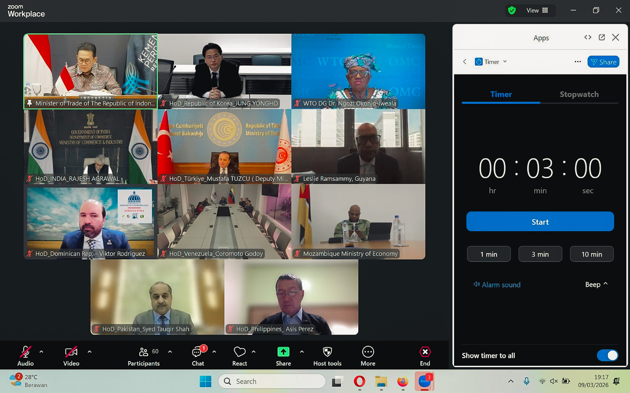 Pertemuan Virtual Tingkat Menteri Negara G33