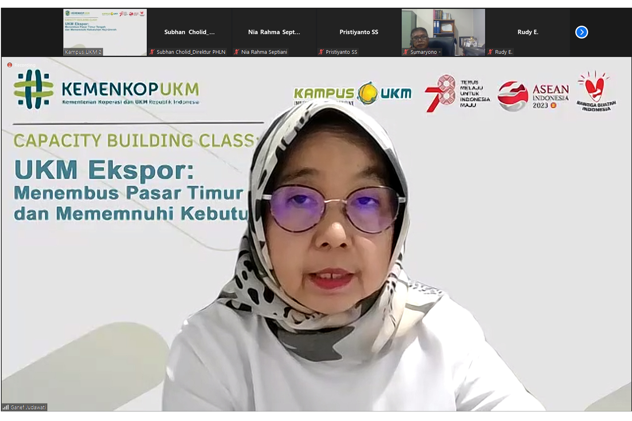 Kemendag pada Webinar UKM Ekspor Menembus Pasar Timur Tengah dan Memenuhi Kebutuhan Haji dan Umrah